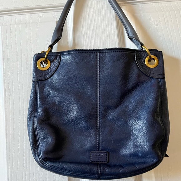 Fossil Navy Leather Women's Bag - Picture 3 of 5